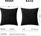 MIULEE Black Decorative Euro Sham Pillow Covers 24x24 Inch 2 Pack | Boho - Image 7