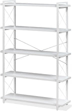 HCHQHS Bookshelf, 5-Tier Industrial Bookcase, Freestanding Tall Bookshelves by HCHQHS
