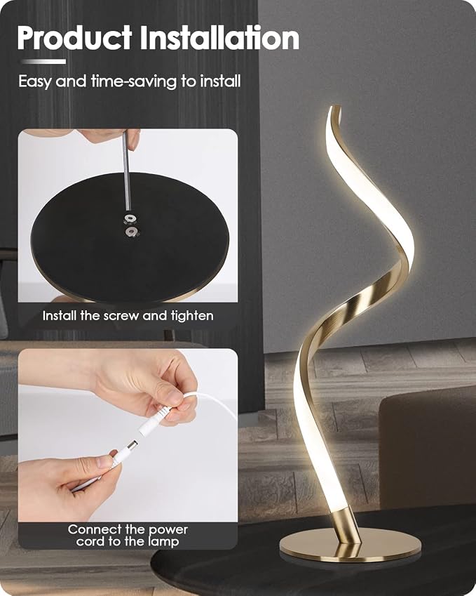 Yarra-Decor Modern Spiral Bedside Lamp - Image 7