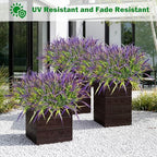 Uieke 12 Bundles Artificial Outdoor Plants UV Resistant Fake Grass Plants Faux Plastic Plants Greenery Shrubs for Home Garden Pathway Window Box Front Porch Cemetery Spring Summer Decor, Purple - Image 5