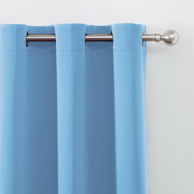 Blackout Curtains 66 x 54 Inch Long Sky Blue Curtains Set of 2 Panels Room - Image 6