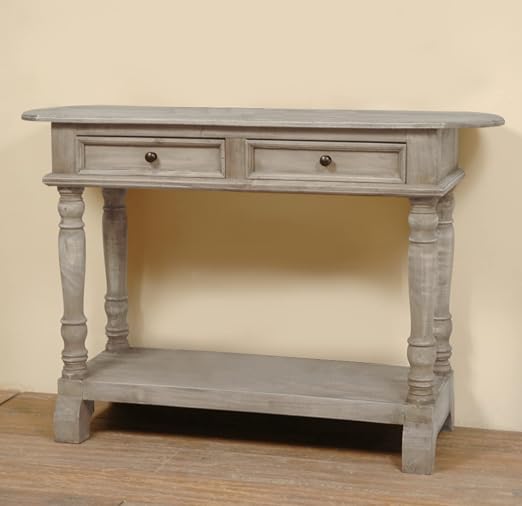 Sunset Trading Shabby Chic Cottage Table, Two Drawer, Natural limewash - Image 2