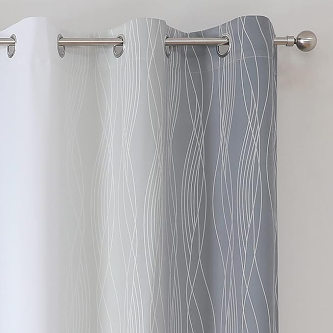 Grey and Greyish White Ombre Blackout Curtains - Image 4