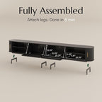 POVISON Fully-Assembled Sliding Tambour Door TV Stand, Mid Century Modern TV - Image 2