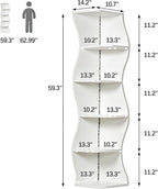 VECELO Wavy Corner Shelf with LED Light, Decorative 6-Tier Corner Display - Image 2