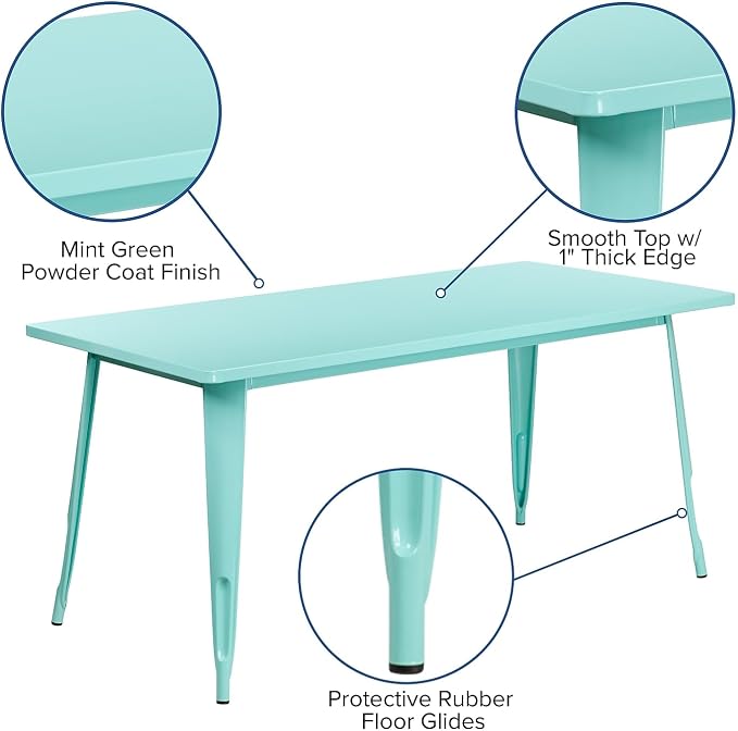 Flash Furniture Charis Commercial Grade 31.5" x 63" Rectangular Mint Green - Image 4
