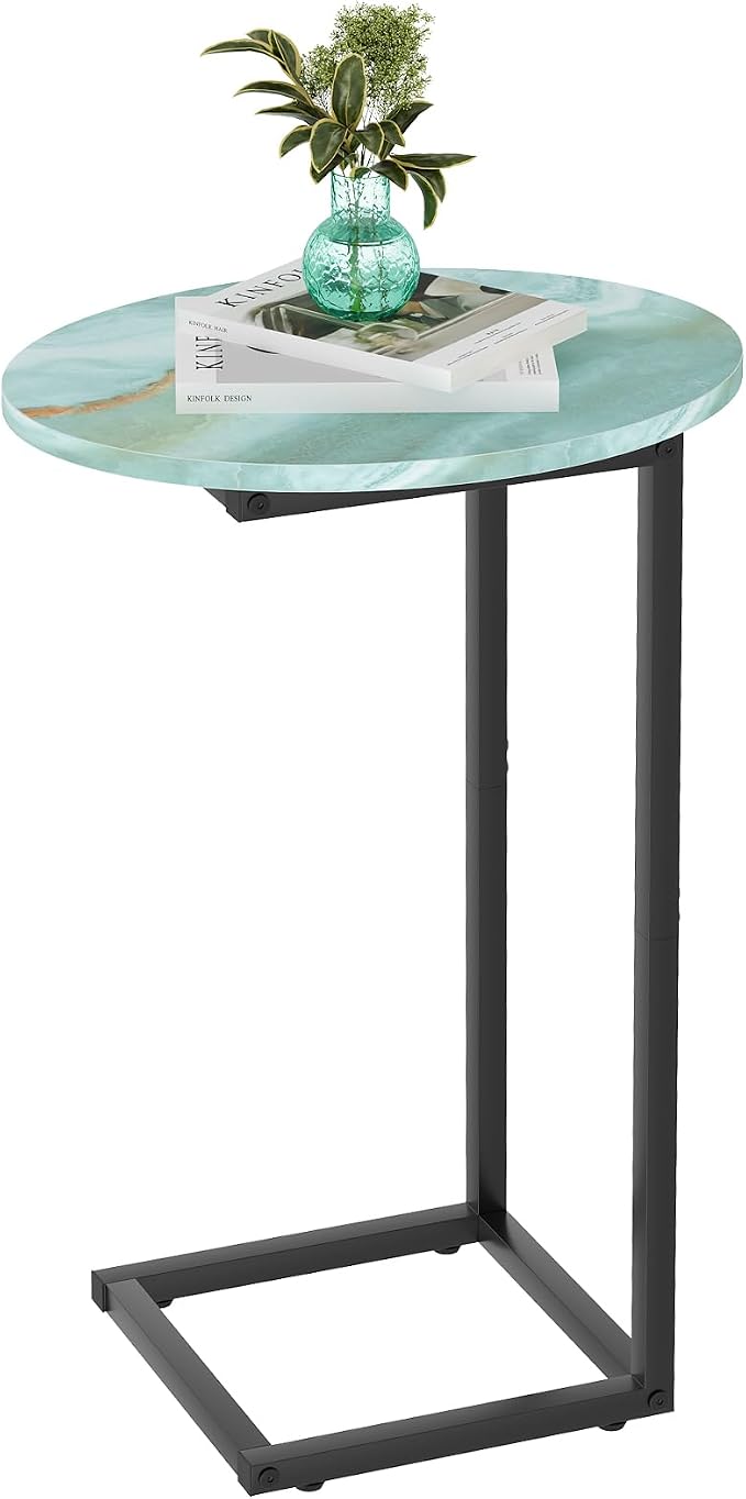 C Shaped End Side Table, Small Oval Couch Sofa Table - Image 7