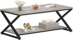 HSH Coffee Table with Storage, Farmhouse Grey Living Room Center Table - Image 8