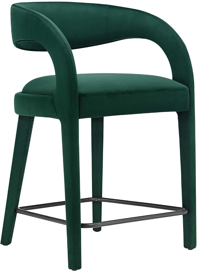 Modway EEI-6566-GRN-BLK Pinnacle Performance Velvet Counter Stool Set of Two - Image 8