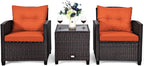 Tangkula 3 Pieces Patio Furniture Set, PE Rattan Wicker 3 Pcs Outdoor Sofa Set by TANGKULA