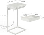 sthmec C Shaped End Table with Charging Station, 45° Tiltable Adjustable Flip - Image 3