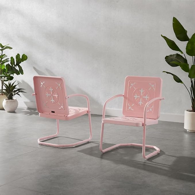 Crosley Furniture Azalea 2-Piece Outdoor Chair Set, Vintage Retro Metal Patio - Image 2