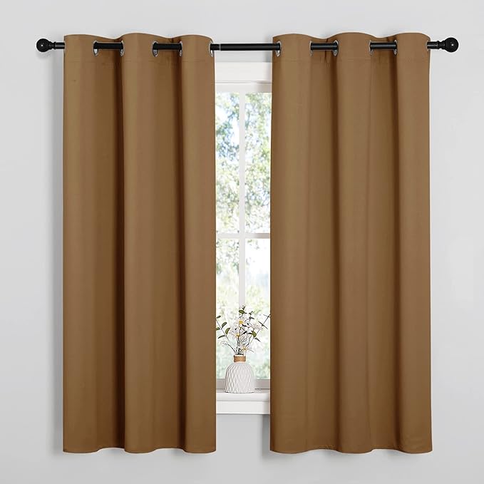 NICETOWN Gold Brown Sleek Blackout Curtains 48 inches Length by NICETOWN