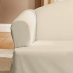 SureFit Home Décor Cotton Duck Solid T-Cushion Loveseat One Piece Slipcover - Image 7