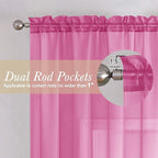 Hot Pink Sheer Curtains 63 Inch Length 2 Pcs, Solid Voile Long Light Filtering - Image 5