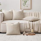MIULEE Soft Decorative Chenille Pillow Covers Cream 16x16 Pack of 4 | Modern - Image 5