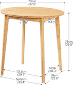 HOOBRO Bamboo Dining Table, Round Dining Table - Image 2