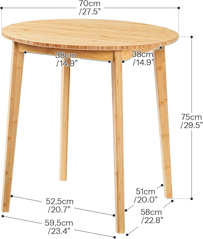 HOOBRO Bamboo Dining Table, Round Dining Table - Image 2