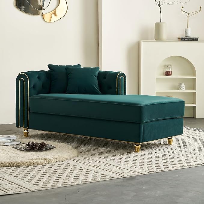 66.9" W Velvet Chaise Lounger by Unknown