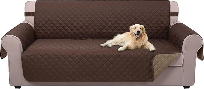 U-NICE HOME 4 Seater Sofa Cover 91''Large Couch Cover, Chocolate/Taupe | by U-NICEHOME