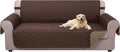 U-NICE HOME 4 Seater Sofa Cover 91''Large Couch Cover, Chocolate/Taupe | by U-NICEHOME