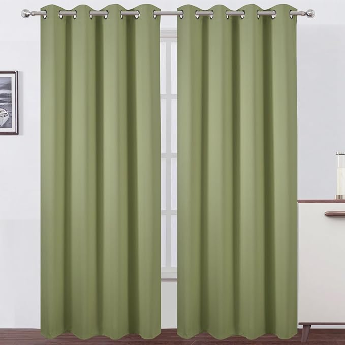 Blackout Curtains 66 x 95 inch/Sage Green Curtains Set of 2 Panels/Thermal by Lemomo