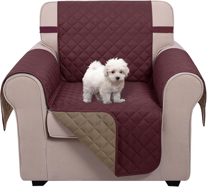U-NICE HOME Reversible Recliner Chair Covers, Burgundy/Tan | 23''Armchair Cover by U-NICEHOME