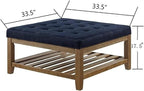 24KF Large Square Upholstered Tufted Linen Ottoman, Large Footrest Ottoman - Image 2