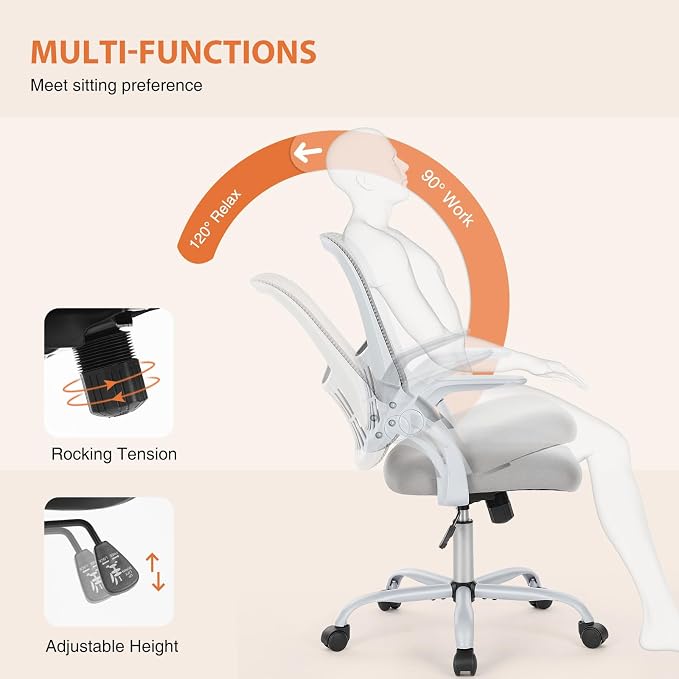 Sweetcrispy Office Computer Desk Chair, Ergonomic Mid-Back Mesh Rolling Work - Image 3