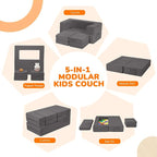 MeMoreCool Modular Kids Couch, Corduroy Play Toddler Couch - Image 4