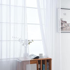 SpaceDresser Sheer White Curtains 4 Panels Rod Pocket Semi-Sheer Curtain 45 - Image 4