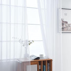 SpaceDresser Sheer White Curtains 4 Panels Rod Pocket Semi-Sheer Curtain 54 - Image 4