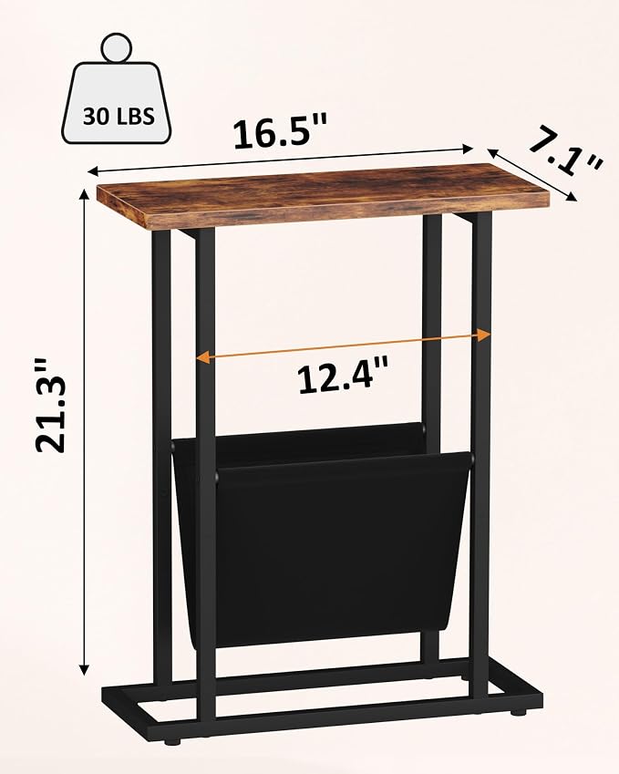 Yusong Narrow Side Table for Small Spaces, Small End Table Set of 2 - Image 3