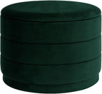 23" Upholstered Round Velvet Ottoman - Image 3