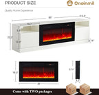 oneinmil 80” TV Stand with 36” Electric Fireplace, Large Modern Media - Image 2