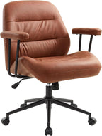 IWMH Leather Office Chair with Removable Armrests，Mid-Back Ergonomic Desk Chair by IWMH