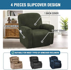 H.VERSAILTEX Velvet Stretch Recliner Couch Covers 4-Pieces Style Recliner Chair - Image 2