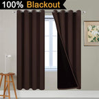 Yakamok Chocolate Brown Blackout Curtains 72 Inches Long 52" Wide, 2 Panels | - Image 2