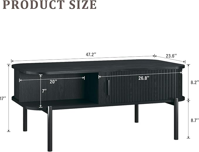 Coffee Table, 39.4" Mid Century Modern Coffee Tables - Image 2