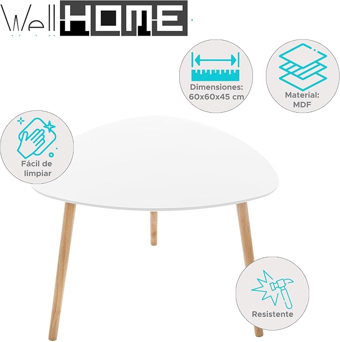 WELL HOME MOBILIARIO & DECORACIÓN Scandinavian style white side table, 3 - Image 3