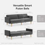 mopio 76.4" Futon Sofa Bed, Sleeper Sofa, Mid Century Modern Futon Couch - Image 2