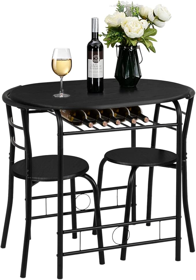 VINGLI 3 Piece Dining Set, Small Kitchen Table Set - Image 2
