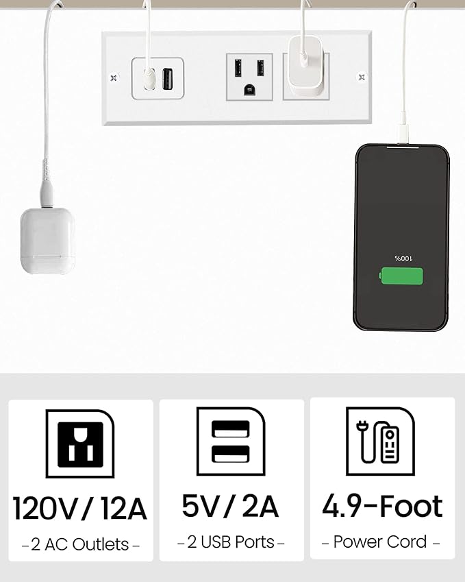 TUTOTAK End Table with Charging Station, Small Side Table with Outlets - Image 6