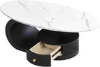 Modern Oval Coffee Table Set of 2, Faux Marble Coffee Table and Round End Table - Image 6