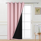 Yakamok Pink 100% Blackout Patio Door Curtain Panels W70 x L84, 1 Panel | Noise by Yakamok