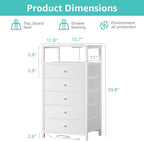 BOLUO White Dresser with 5 Drawers Tall Nightstand with Charging Station and - Image 3