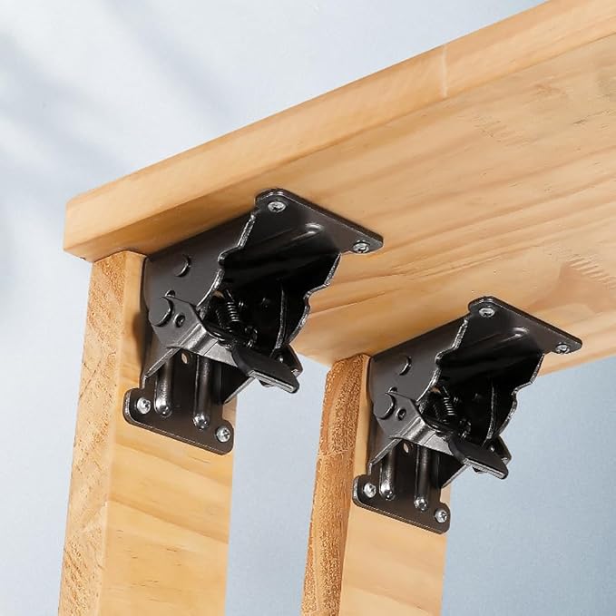 4 Pack Folding Brackets for Table Bed Leg Feet, Self-Lock Hinge Hardware - Image 5