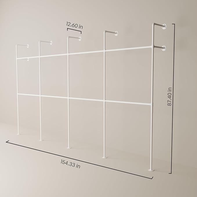 pamo Industrial Pipe Clothing Rack White Metal - Image 2