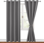 Blackout Curtains for Bedroom 52 x 84 Inch Long Light Grey 2 Panels | Thermal - Image 8