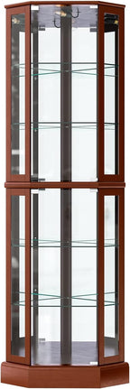 BELLEZE Lighted Corner Display Curio Cabinet, Bar and Liquor Storage Area - Image 6